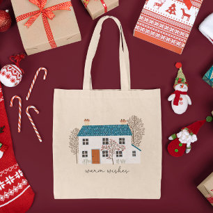 Bolso De Tela Deseos cálidos Navidades caseros acogedores