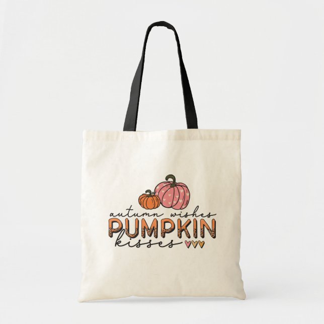 Bolso De Tela Deseos de Otoño Besos de Calabaza (Frente)