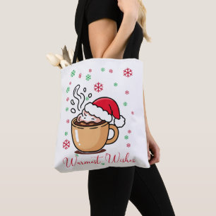 Bolso De Tela Deseos más Cálidos Cacao Caliente Navideño Acogedo