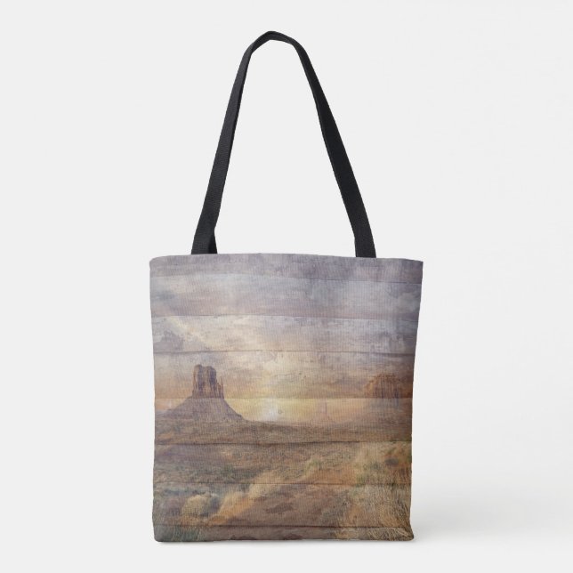 Bolso De Tela Desert Landscape Monument Valley And Cloudy Sky    (Reverso)