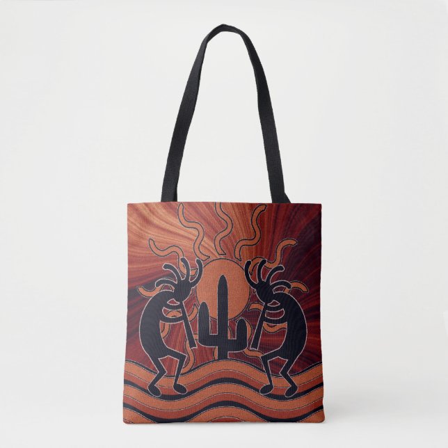 Bolso De Tela Desert Sun Cactus Southwest Design Kokopelli (Anverso)