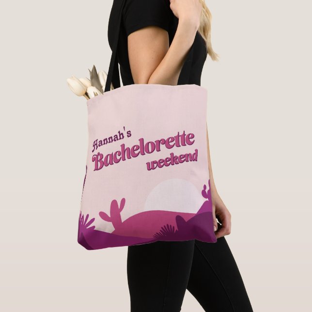 Bolso De Tela Desert Sunset Rosa Bachelorette Weekend Toke Bag (Detalle)