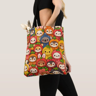 Bolso De Tela Desfile de Amigos Frutas   Chibi Animal Cute