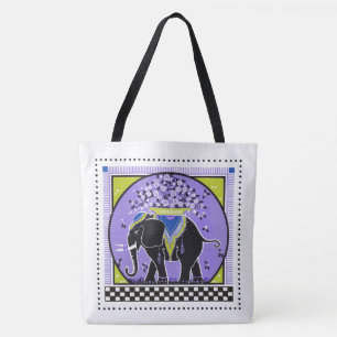 Bolso De Tela Desfile de Elefantes en Lavender