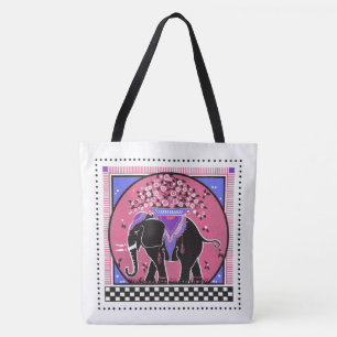 Bolso De Tela Desfile de elefantes en rosa