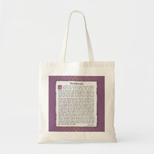 Bolso De Tela Desiderata - Cosas deseadas (Frente)