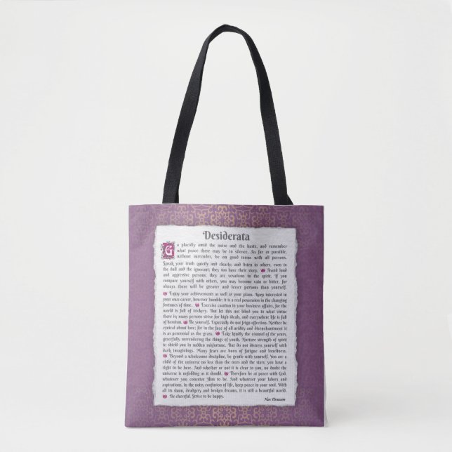 Bolso De Tela Desiderata - Cosas deseadas (Anverso)