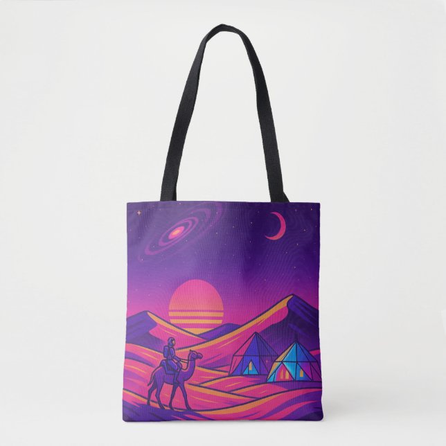 Bolso De Tela Desierto árabe futurista - Piquero de camellos de  (Anverso)
