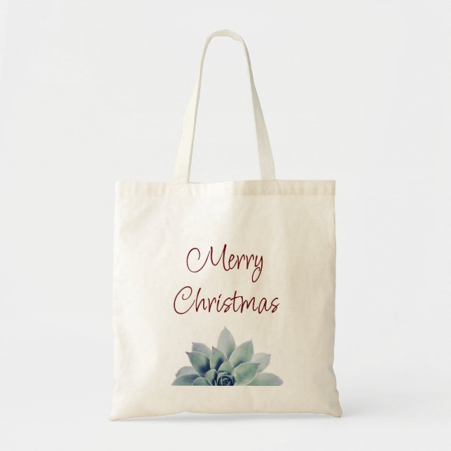 Bolso De Tela Desierto Botánico Suculento Feliz Navidad (Frente)