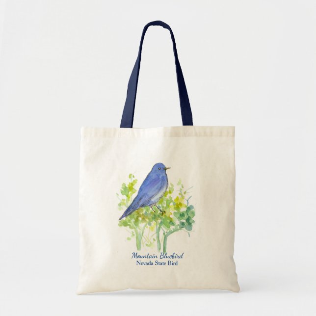 Bolso De Tela Desierto Sagebrush Watercolor Mountain Bluebird (Frente)