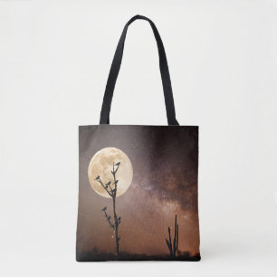 Bolso De Tela Desiertos Cactus de Saguaro con aves en el desie