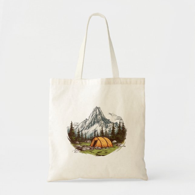 Bolso De Tela Design mountain camping scene (Frente)