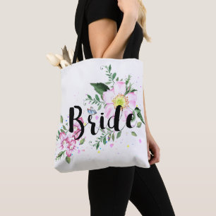 Bolso De Tela Despedida de soltera con flores de agua color rosa