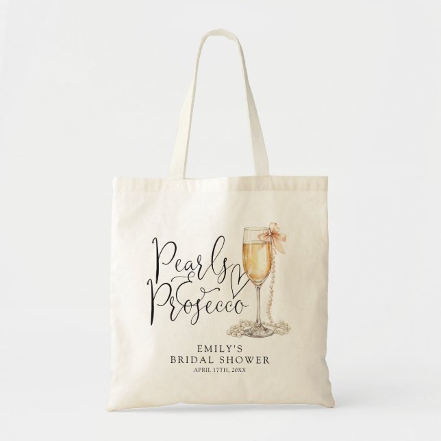 Bolso De Tela Despedida de Soltera con Perlas y Prosecco (Frente)