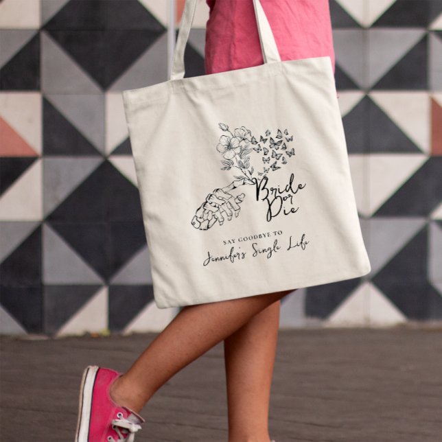 Bolso De Tela Despedida de Soltera Corazón Floral Bride or Die (Subido por el creador)