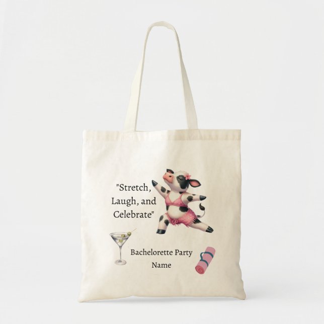 Bolso De Tela Despedida de Soltera de Yoga con Vaca Guardar la F (Frente)