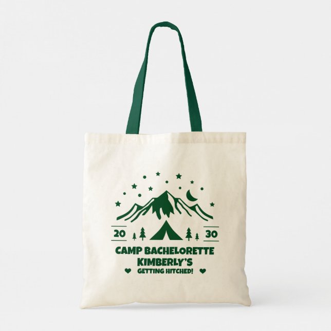 Bolso De Tela Despedida de soltera en campamento verde  (Reverso)