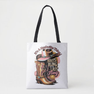 Bolso De Tela Despedida de soltera en Nashville -“Botas, Brillo,