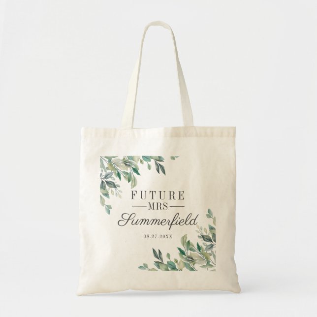 Bolso De Tela Despedida de soltera Future Mrs Escript en eucalip (Frente)