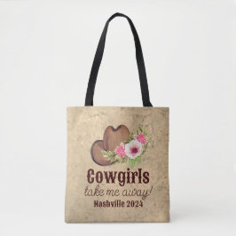 Bolso De Tela Despedida de Soltera Personalizada Vaquera Rosa Fl