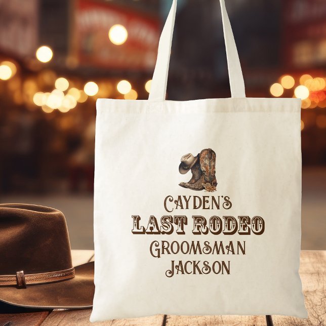 Bolso De Tela Despedida de Soltero Último Rodeo Cowboy Padrino d (Subido por el creador)