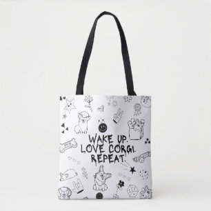 Bolso De Tela 'Despertar. Amar Corgi. Repetir.' Divertidos Garab