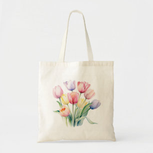 Bolso De Tela Despertar de primavera - Tulipanes acuarelas