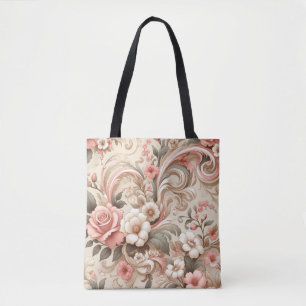 Bolso De Tela Desplazamiento de jardín de Rosa de época