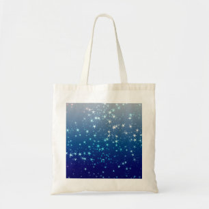 Bolso De Tela Destellos de Navidad Estrellas Cielo Azul