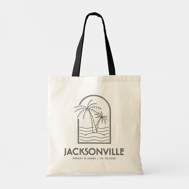 Bolso De Tela Destino de bienvenida de Jacksonville Florida Boda (Reverso)