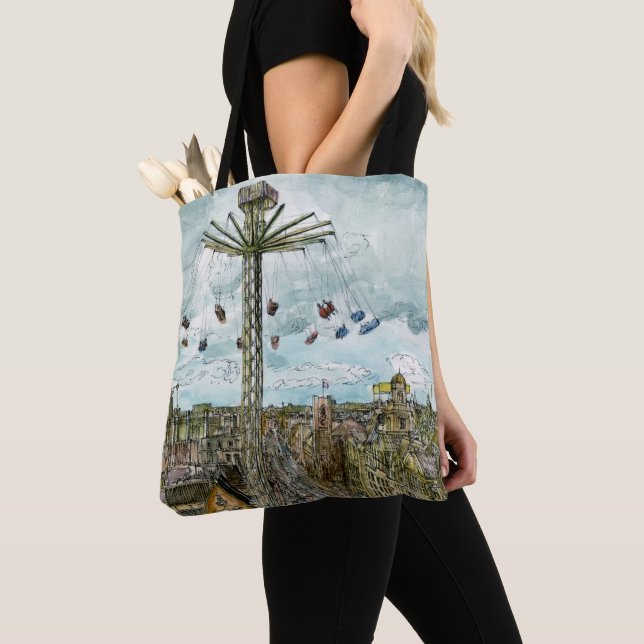 Bolso De Tela Destinos | Watercolor European Swing Ride (Detalle)