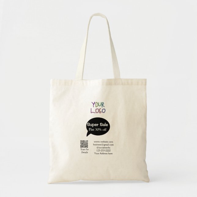 Bolso De Tela detalles del código QR del análisis de descuento c (Frente)