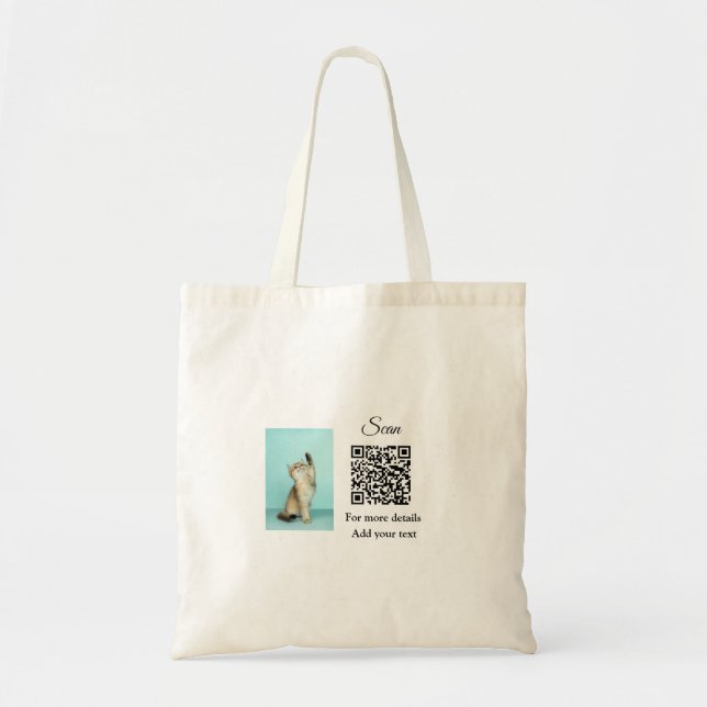 Bolso De Tela Detalles simples de nombres de animales Código QR  (Frente)