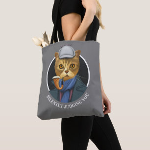 Bolso De Tela Detective Cat - Juzgando Silenciosamente