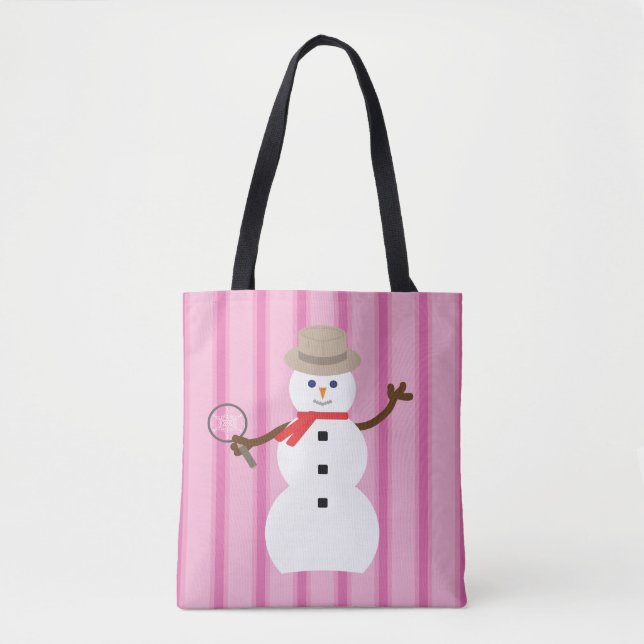 Bolso De Tela Detective de Snowman rosa divertido y divertido (Anverso)
