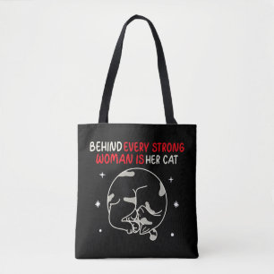 Bolso De Tela Detrás De Cada Mujer Fuerte Está Su Gato