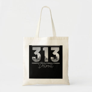 Bolso De Tela Detroit 313 Area Code Skyline Michigan Vintage