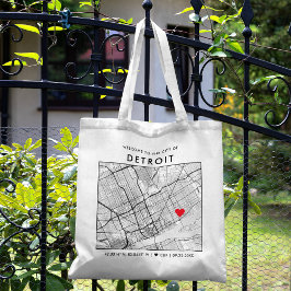 Bolso De Tela Detroit Love Locator | Bienvenida al Boda de mapas
