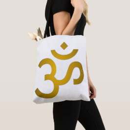 Bolso De Tela Devanagari om - Blanco