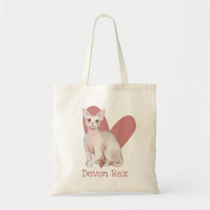 Bolso De Tela Devon Rex Cat Watercolor Kitty Corazón Rosa