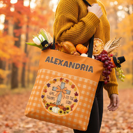 Bolso De Tela Día de Acción de Gracias Da Gracias Al Señor Plaid