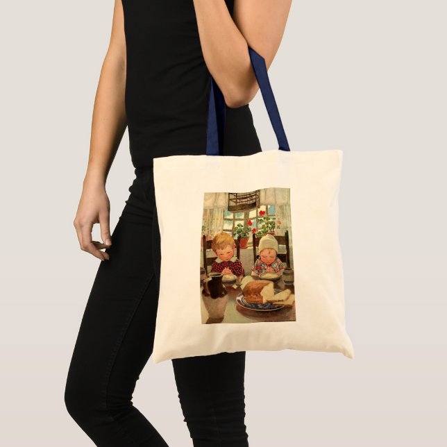 Bolso De Tela Día de Acción de Gracias, niños agradecidos (Anverso (producto))