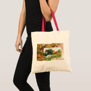 Bolso De Tela Día de Acción de Gracias Vintage, Pavos Salvajes C