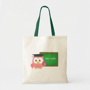 Bolso De Tela Día de Agradecimiento a los Maestros, Búho Rosa Li