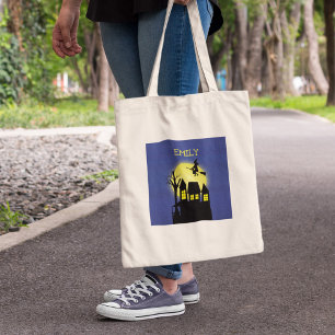 Bolso De Tela Día de Brujas Truco o Trato Casa Embrujada Bruja L