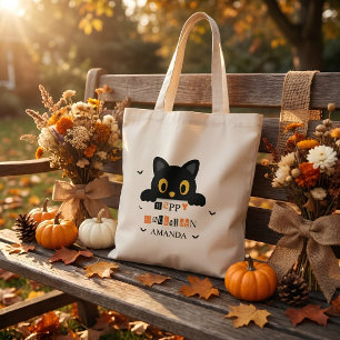 Bolso De Tela Día de Halloween de Gato Negro Lindo
