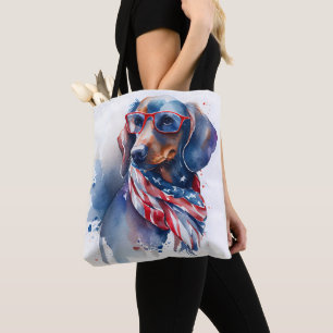 BOLSO DE TELA DÍA DE LA INDEPENDENCIA DACHSHUND TOTE BAG