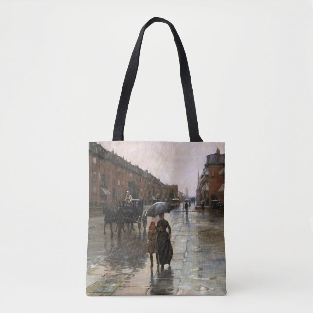 Bolso De Tela Día de la Lluvia, Boston por Frederick Childe Hass (Anverso)