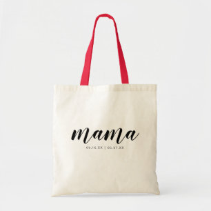 Bolso De Tela Día de la Madre Caligrafía Fecha de Cumpleaños de 