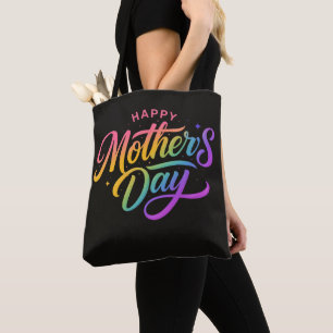 Bolso De Tela Día de la Madre Feliz Colorido Caligrafía Arcoíris
